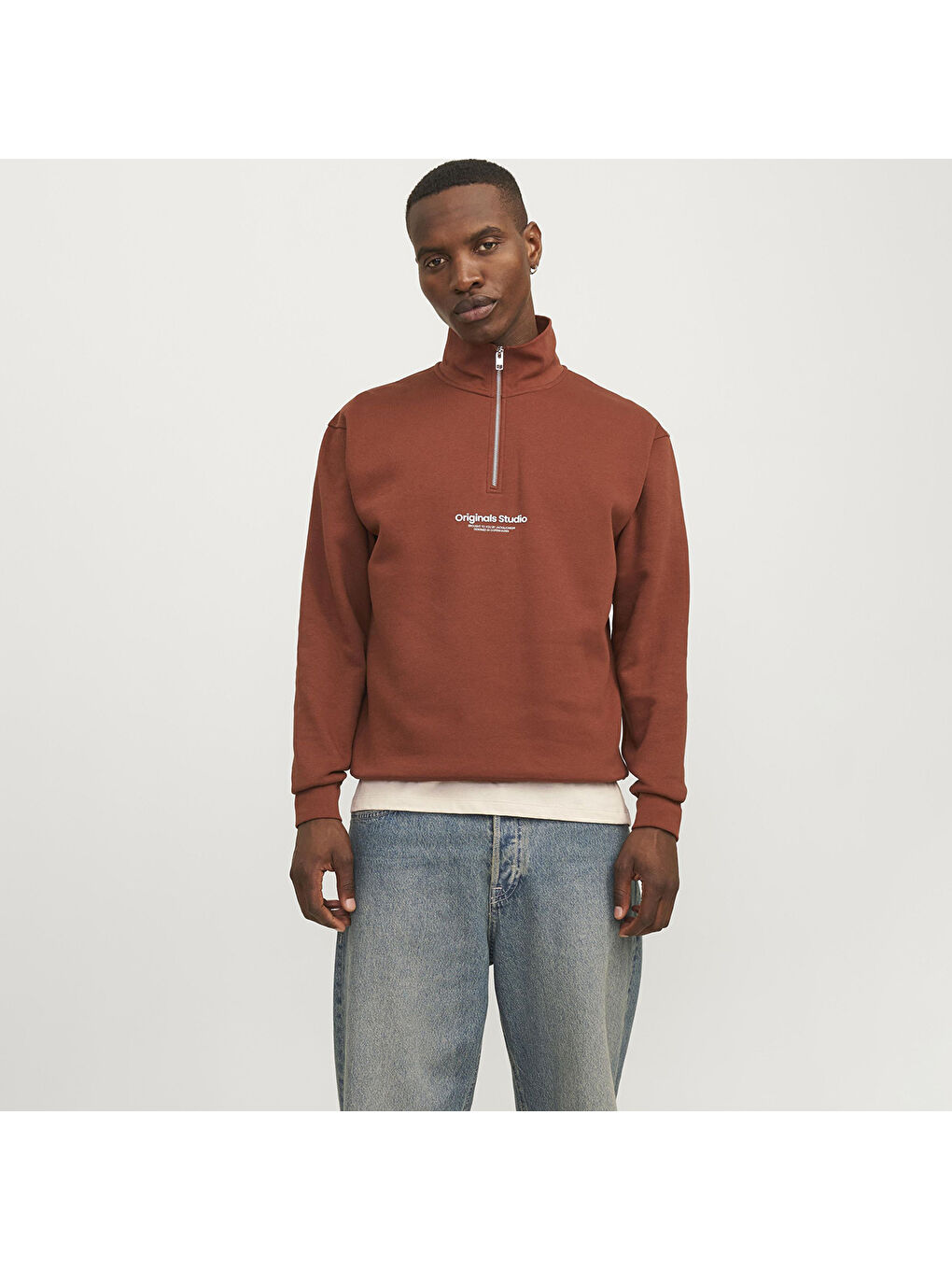 Jack & Jones Turuncu Vesterbro Quarter Zip Erkek Turuncu Dik Yaka Sweatshirt