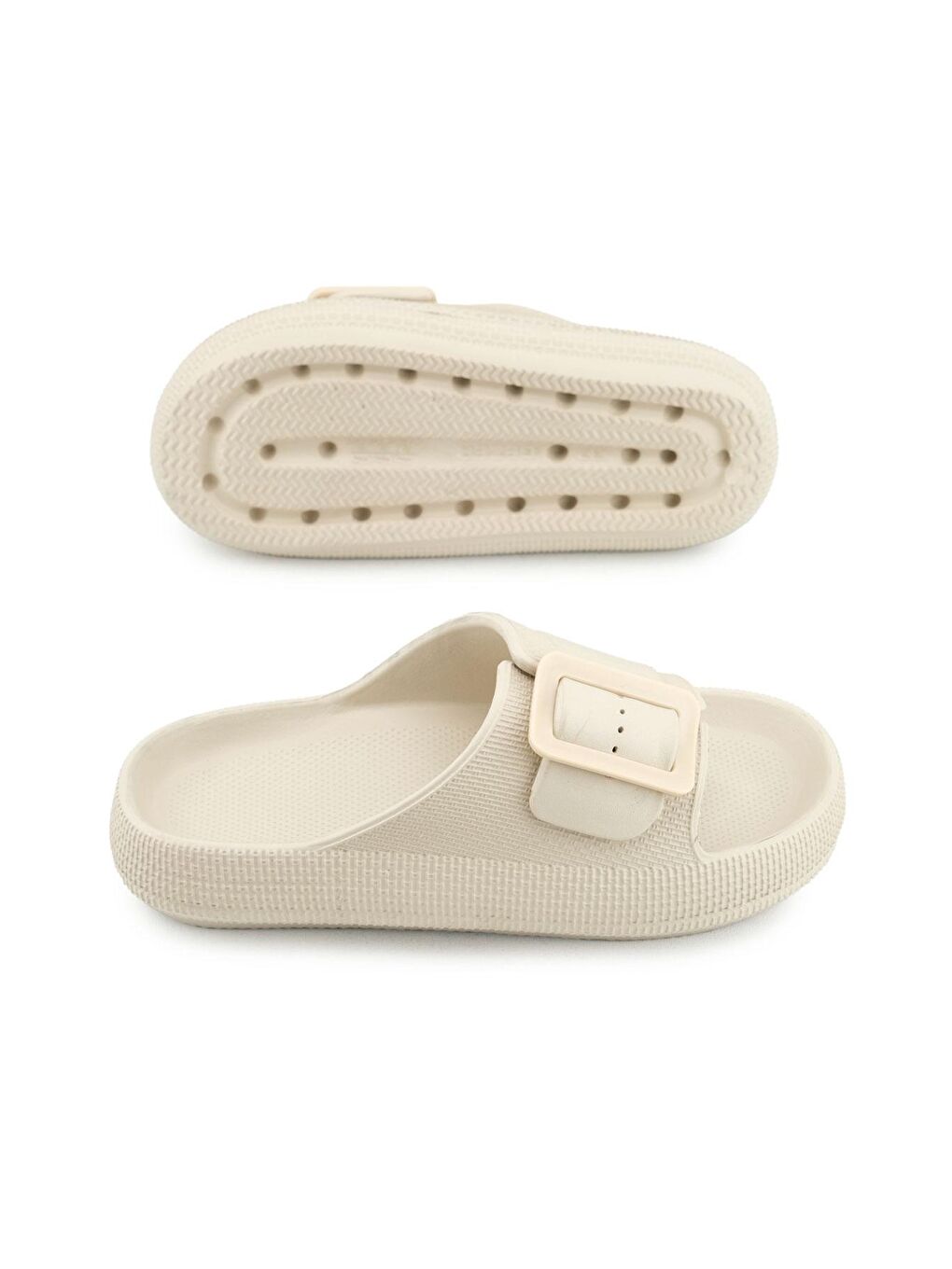 Bej Kadın Yazlık Tek Toka Ayarlanabilir Eva Banyo Bahçe Havuz Plaj Terlik-4