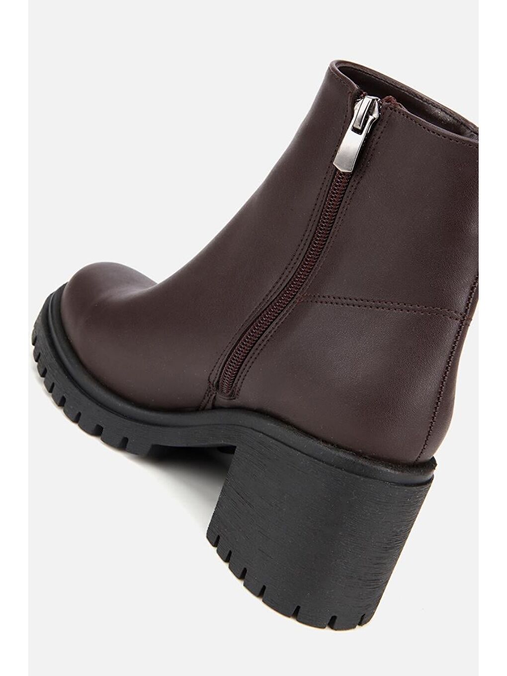 Kadın Kahverengi Kalın Tabanlı Bilekte Topuklu Bot-5