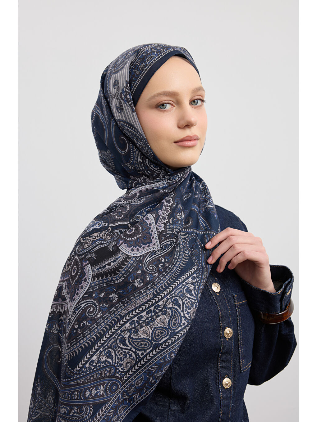 Pamuk Şal Shadow Lacivert