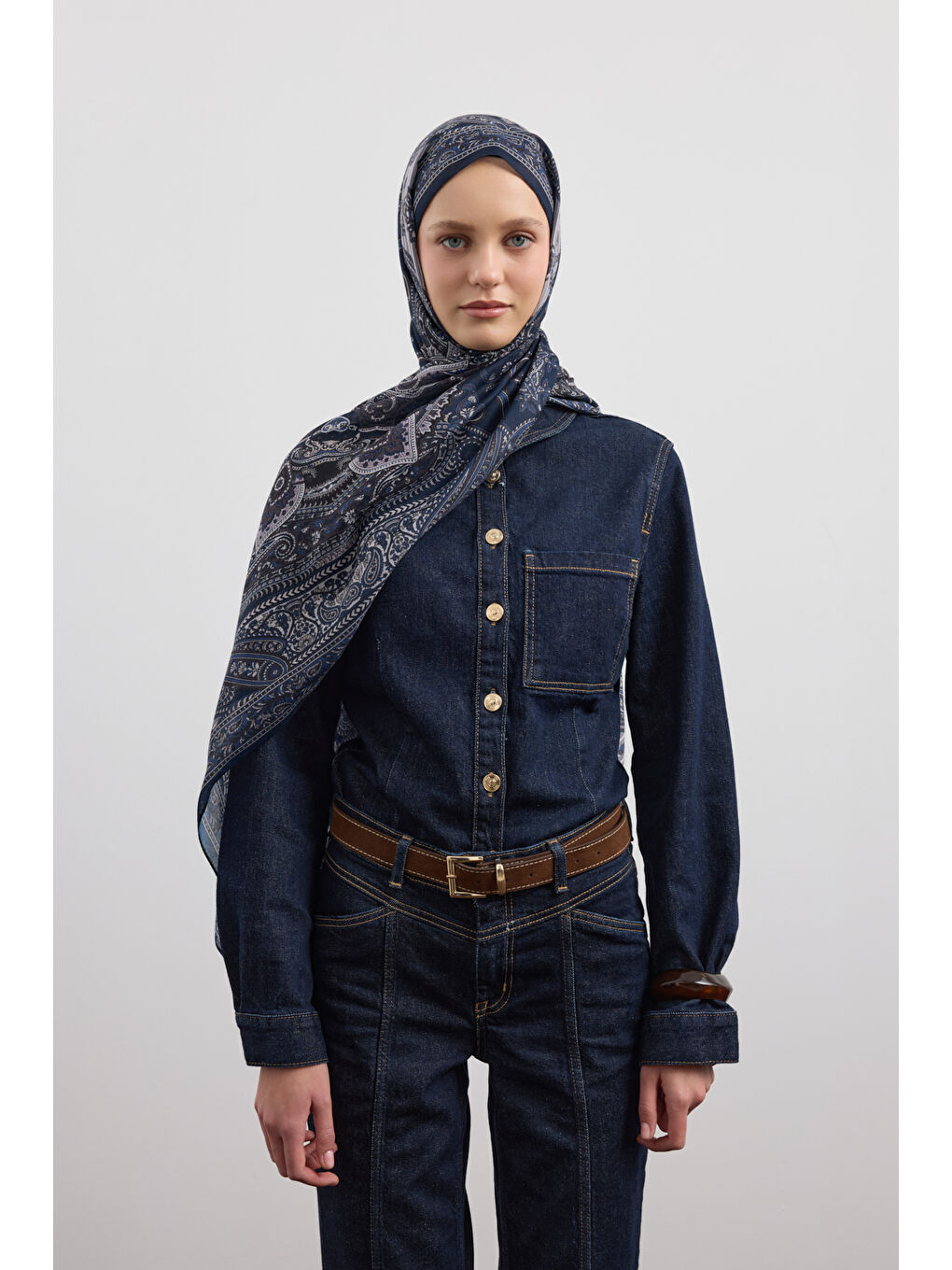 Pamuk Şal Shadow Lacivert-1