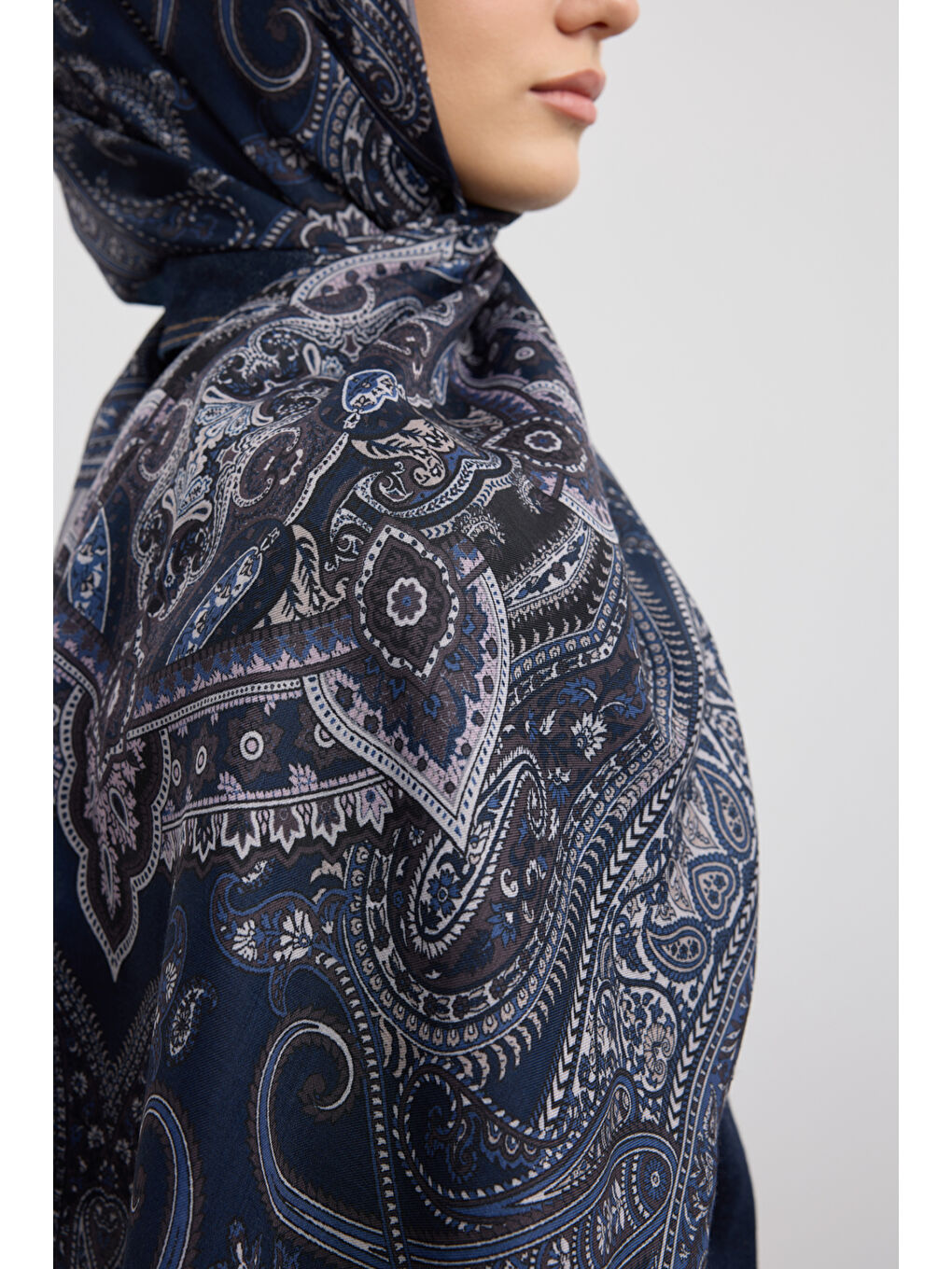 Pamuk Şal Shadow Lacivert-4