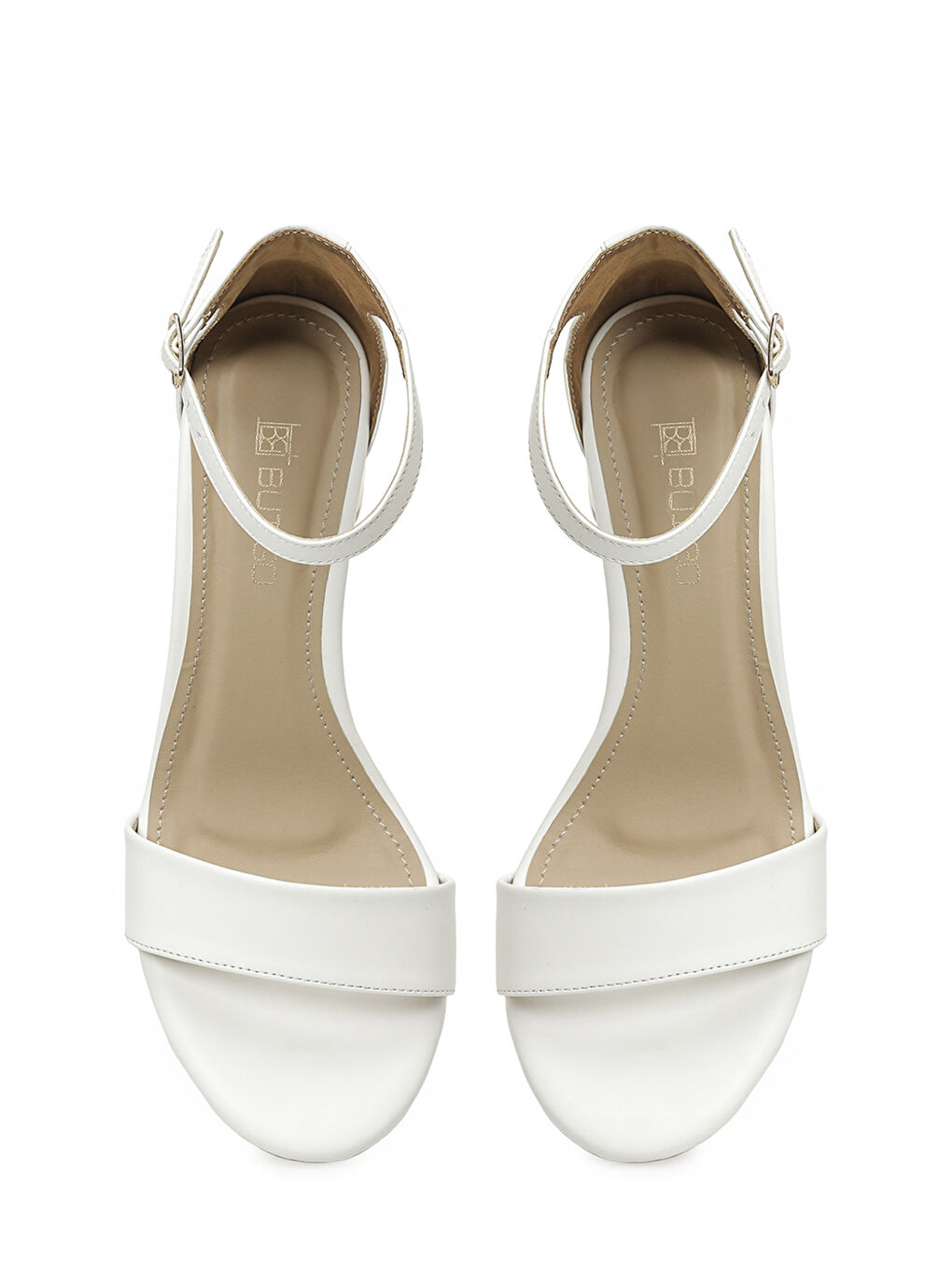 26S-326 Beyaz Kadın Topuklu Sandalet-3