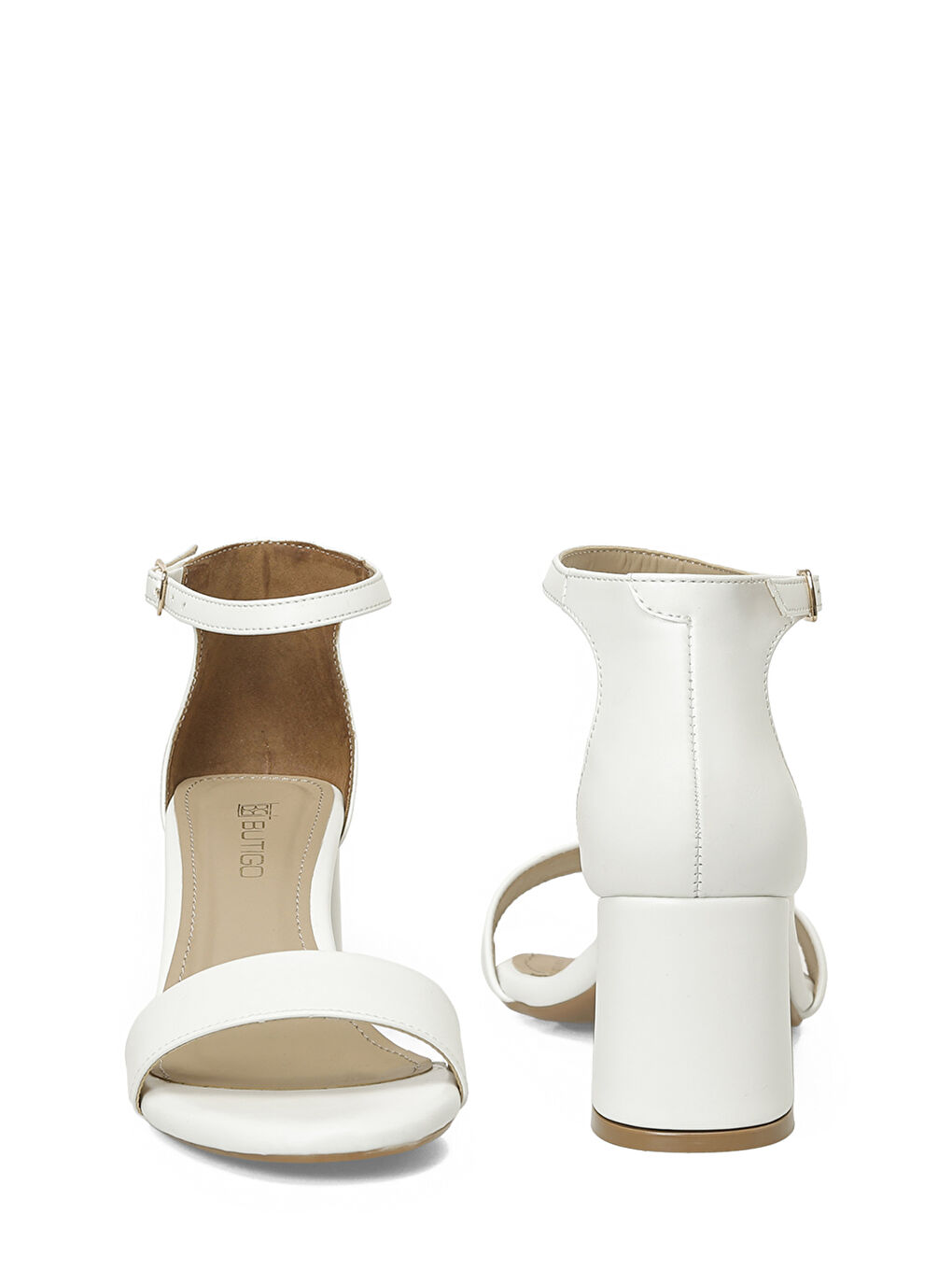 26S-326 Beyaz Kadın Topuklu Sandalet-4