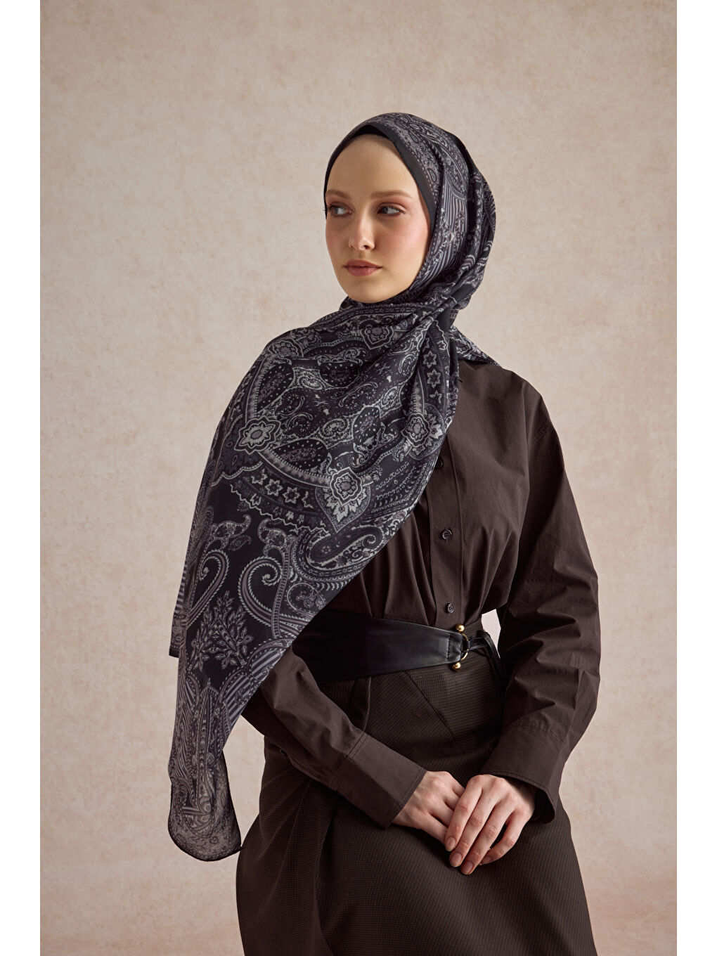 Pamuk Şal Shadow Koyu Mor-1