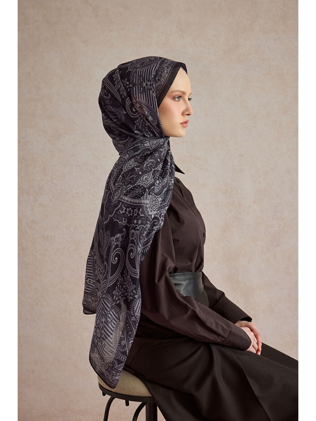 Pamuk Şal Shadow Koyu Mor-2