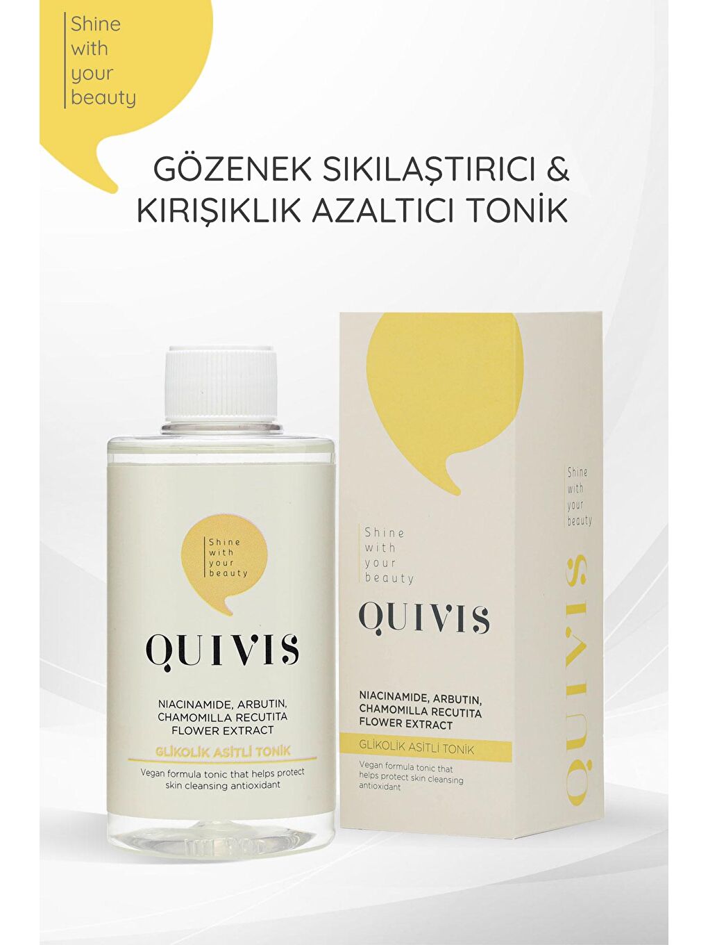 quivis Renksiz 2’li Cilt Bakım Seti- Glikolik Asit Tonik 200 ml  ve C Vitamini Serum 30 ml - 2