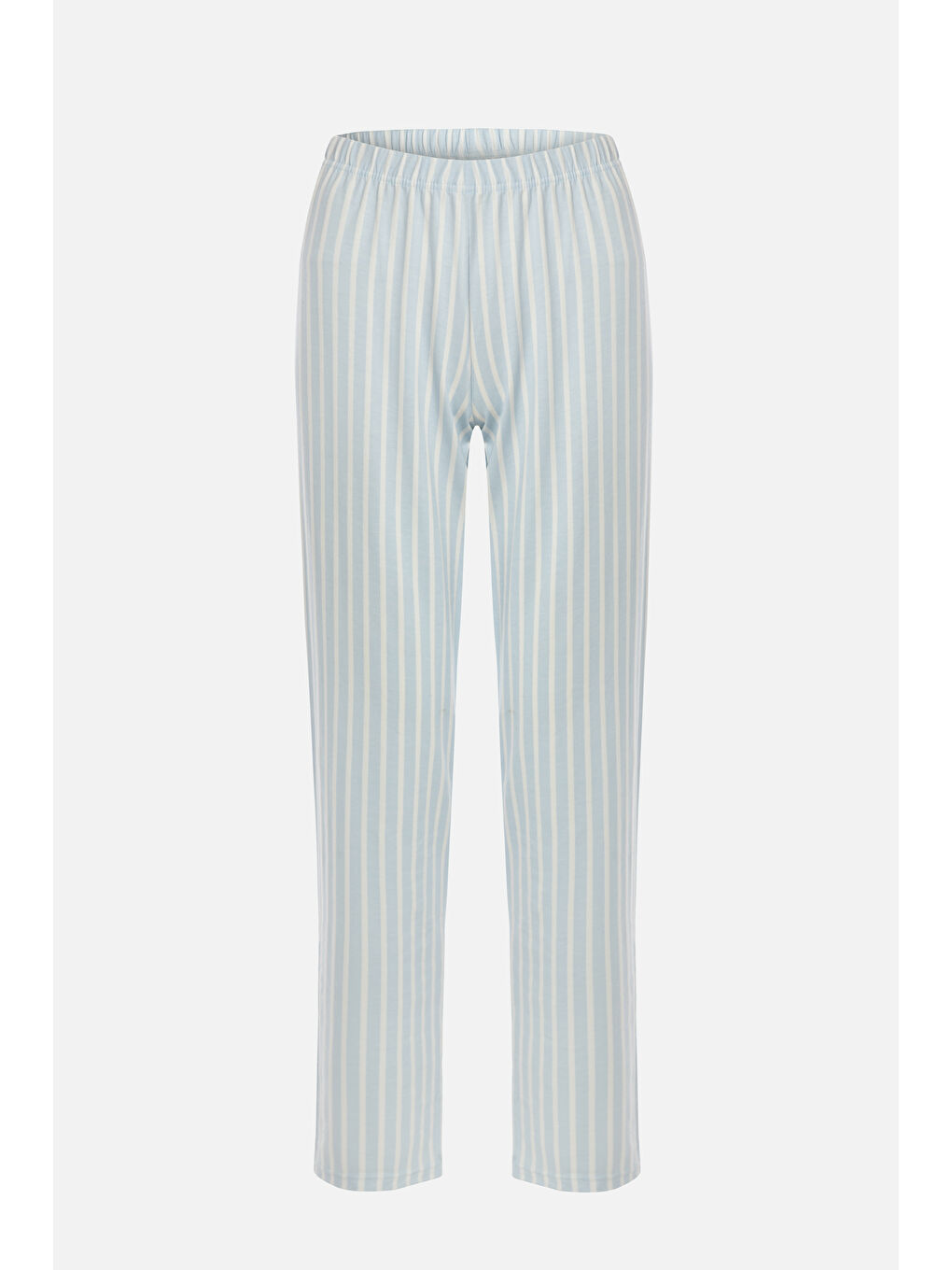 Mavi Kadın Pamuklu Uzun Kollu Üst Baskılı Alt Çizgili Pijama Takımı-2