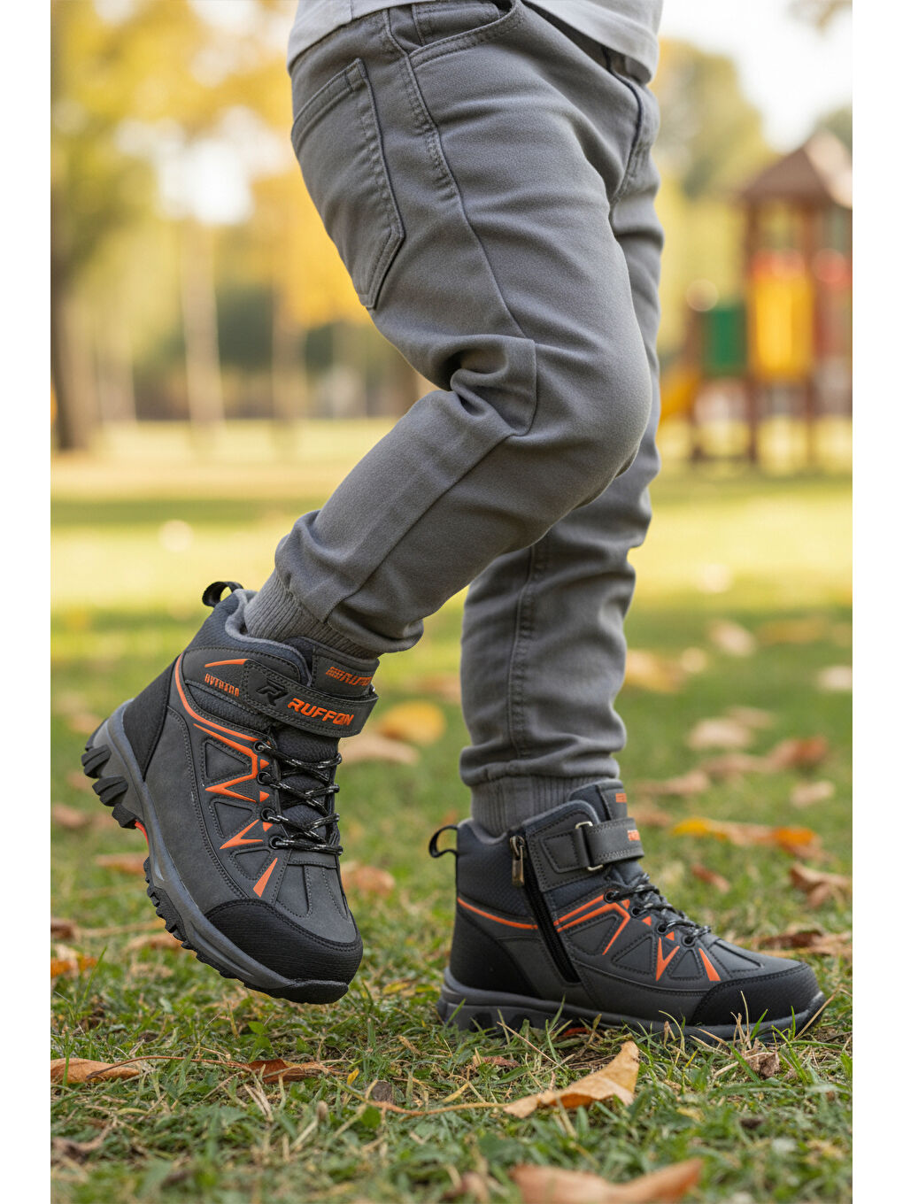 Gri Füme Turuncu Polarlı Kaymaz Çocuk Outdoor Bot 2301 F-2