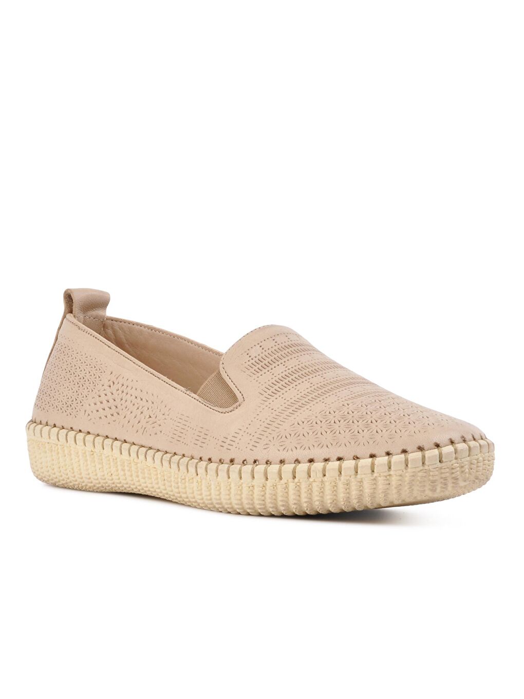 Bej Kadın Hakiki Deri Loafer Ayakkabı 7232-4