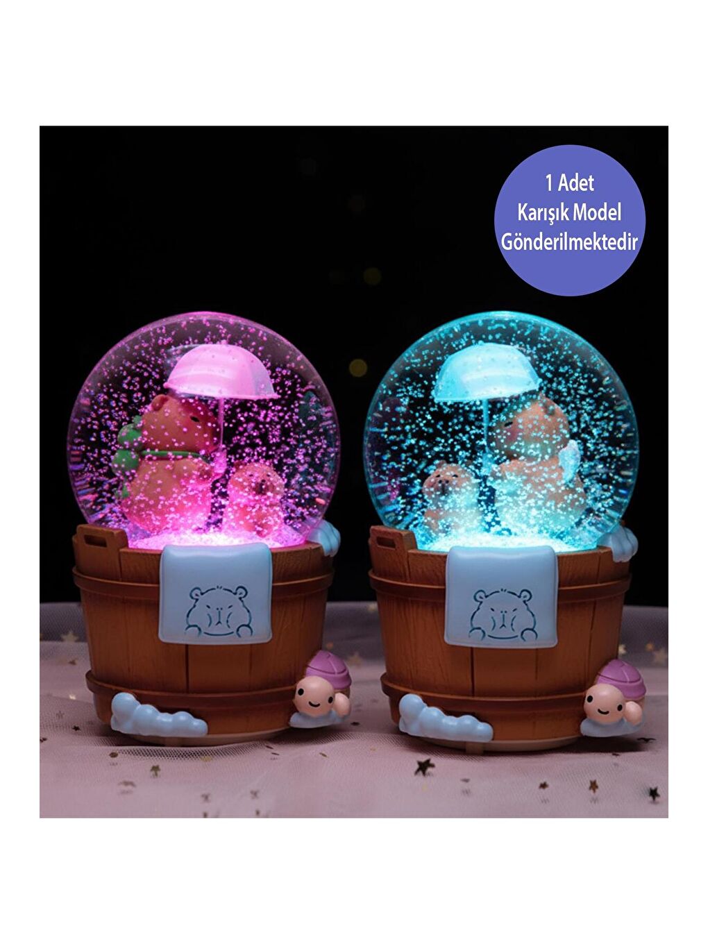 Karışık Büyük Boy Işıklı Müzikli Şemsiye Temalı Kar Küresi-2