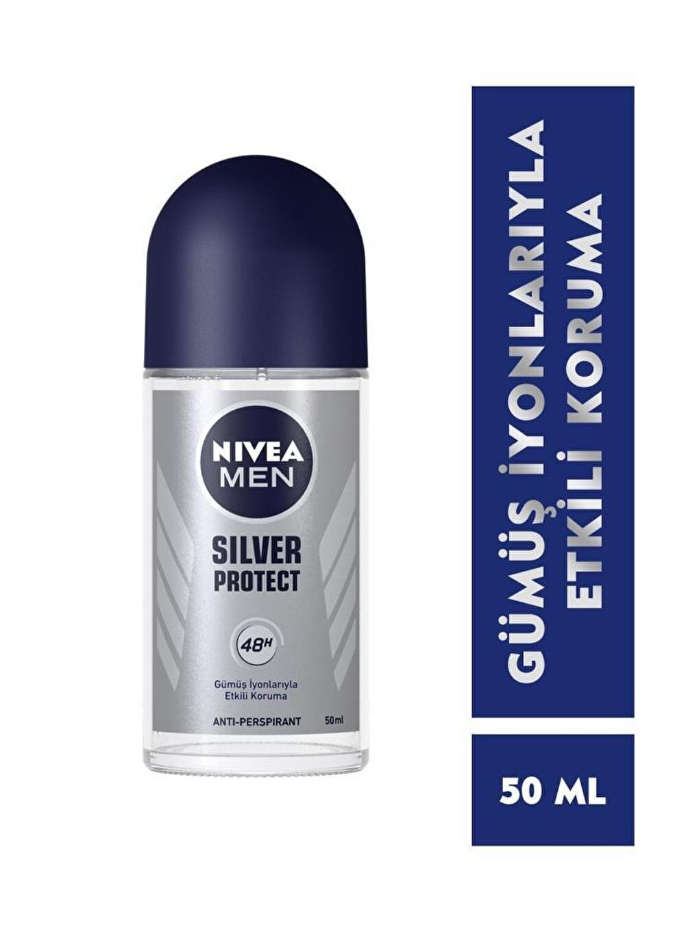 NIVEA Şeffaf Men Erkek Roll On Deodorant Silver Protect 50 ml 48 Saat Anti-Perspirant Koruma