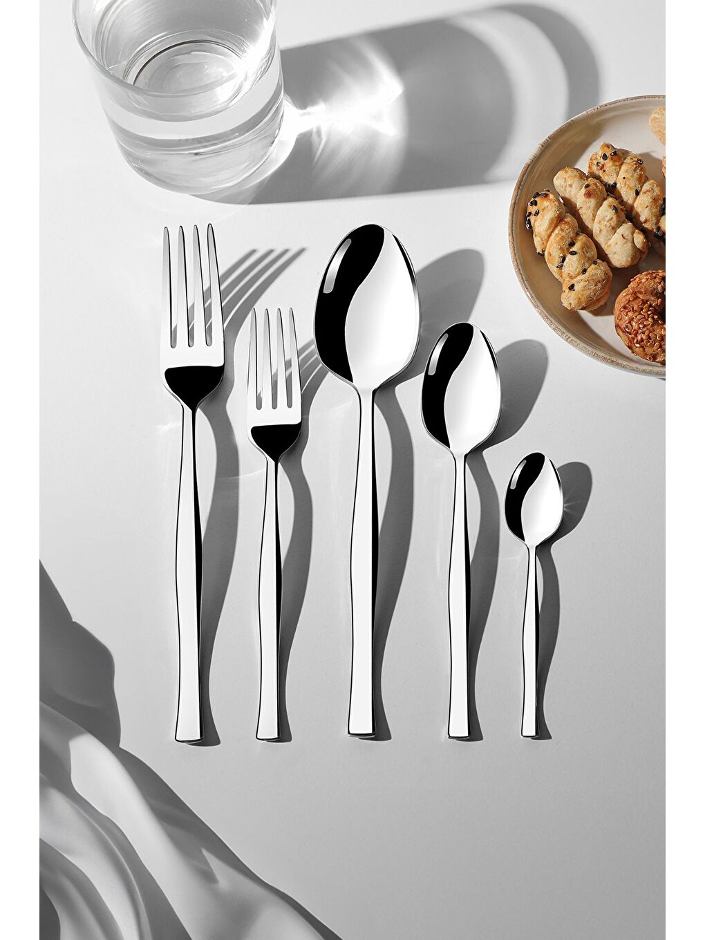 Gri Zarif Sade 6 Kişilik 30 Parça Çatal Kaşık Takımı