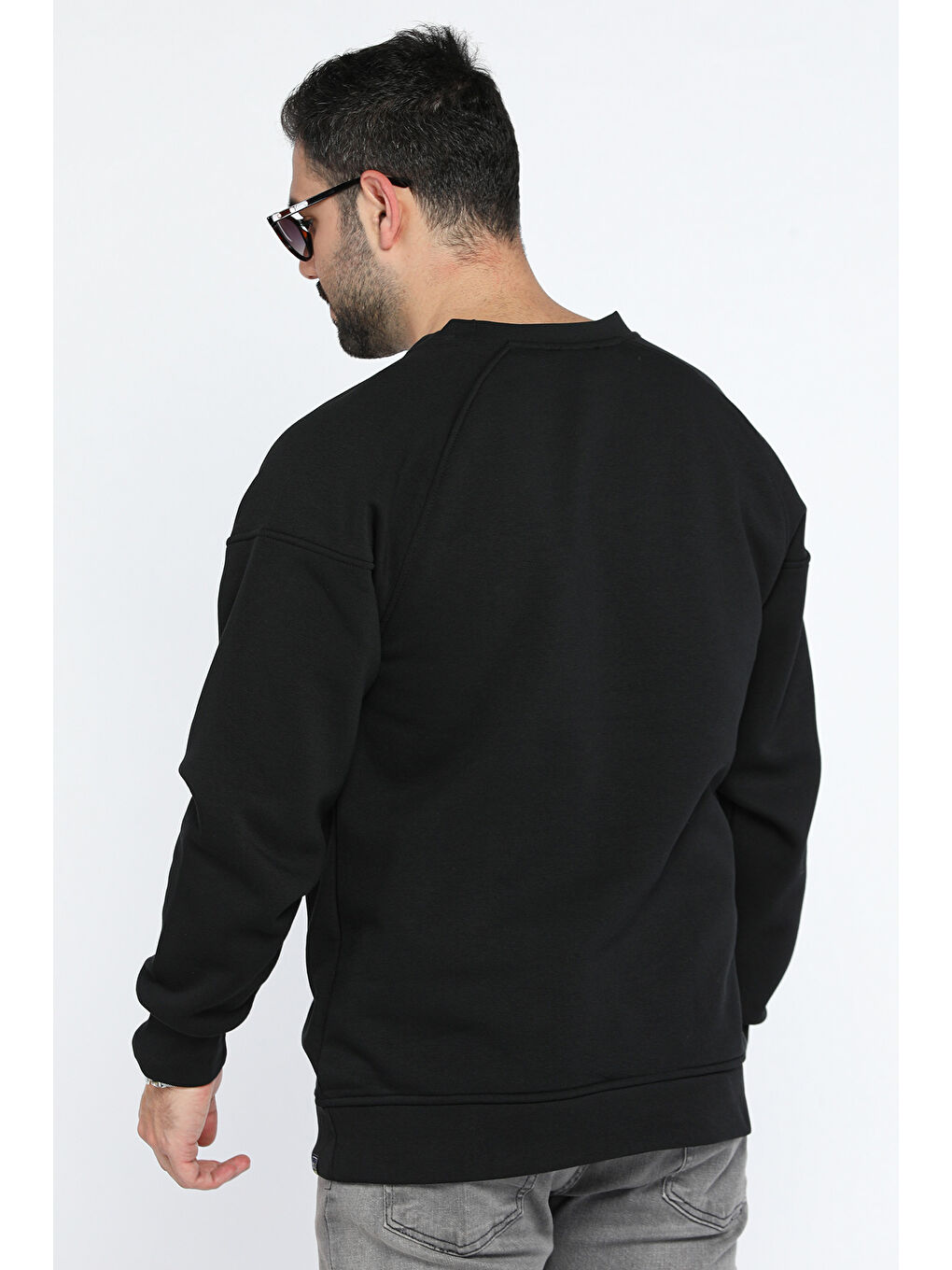 Mishar İtalia Siyah Üç İplik Şardonlu Bisiklet Yaka Erkek Sweatshirt - 2