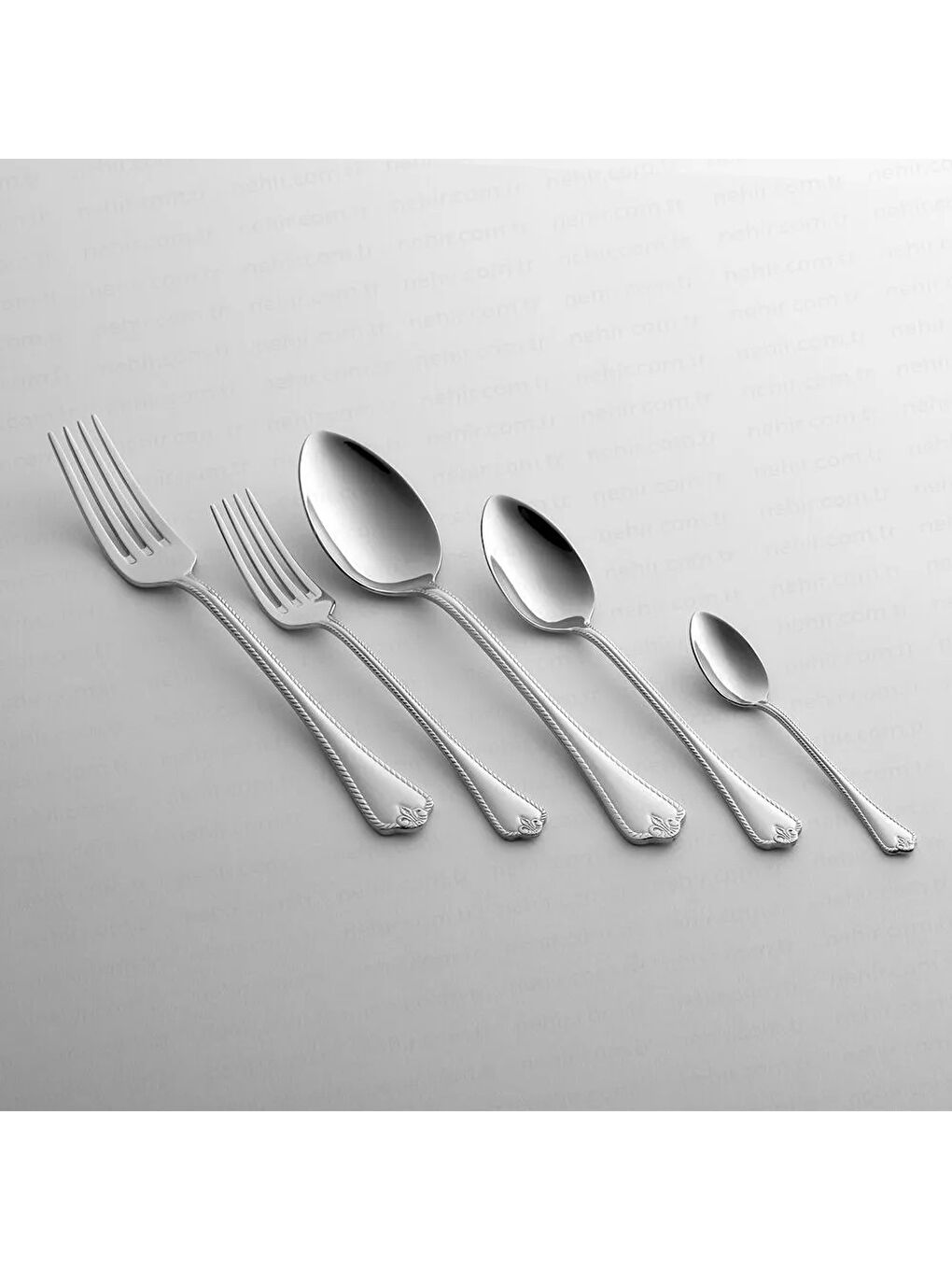 Gri Fulya Sade 12 Kişilik 60 Parça Çatal Kaşık Takımı-6