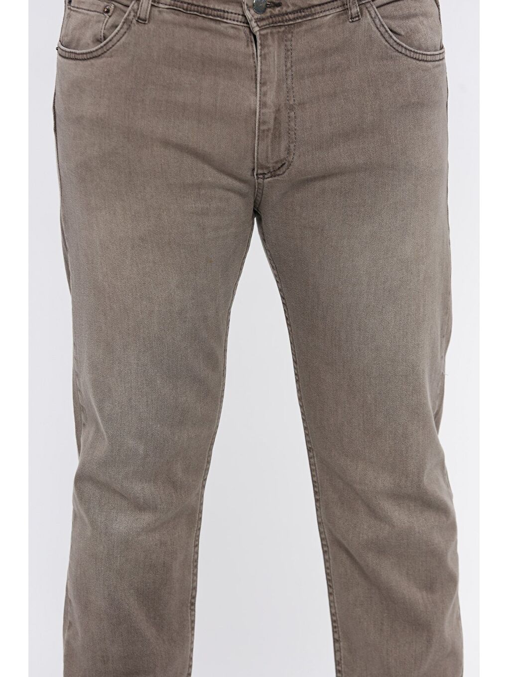 Bej Erkek Fermuarlı Elastanlı Jean Pantolon-3