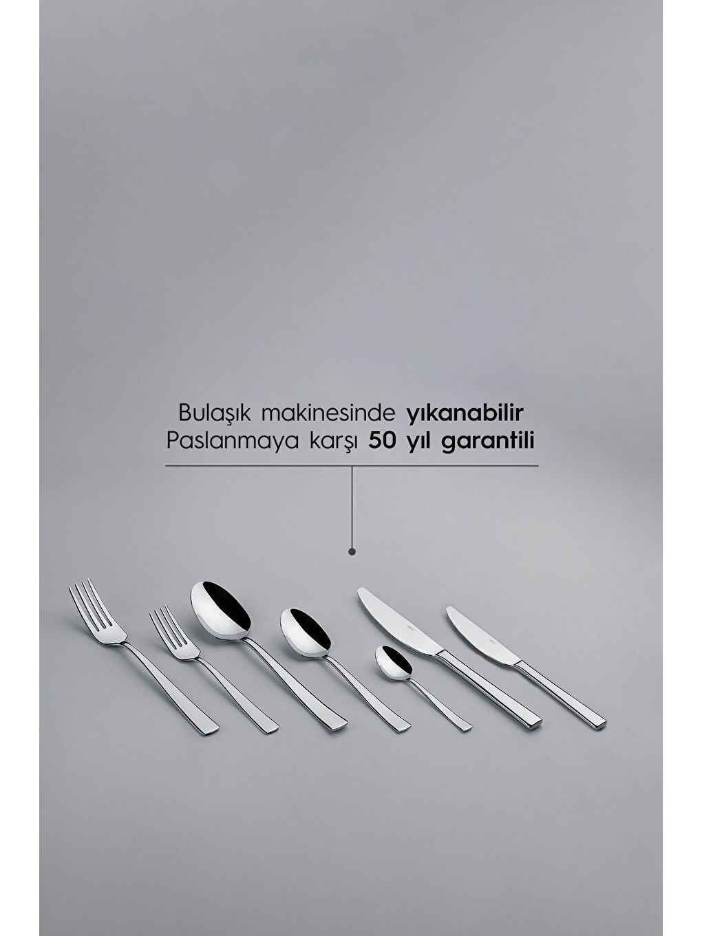 Gri Deniz Sade 12 Kişilik 89 Parça Kutulu Çatal Kaşık Bıçak Takımı-4
