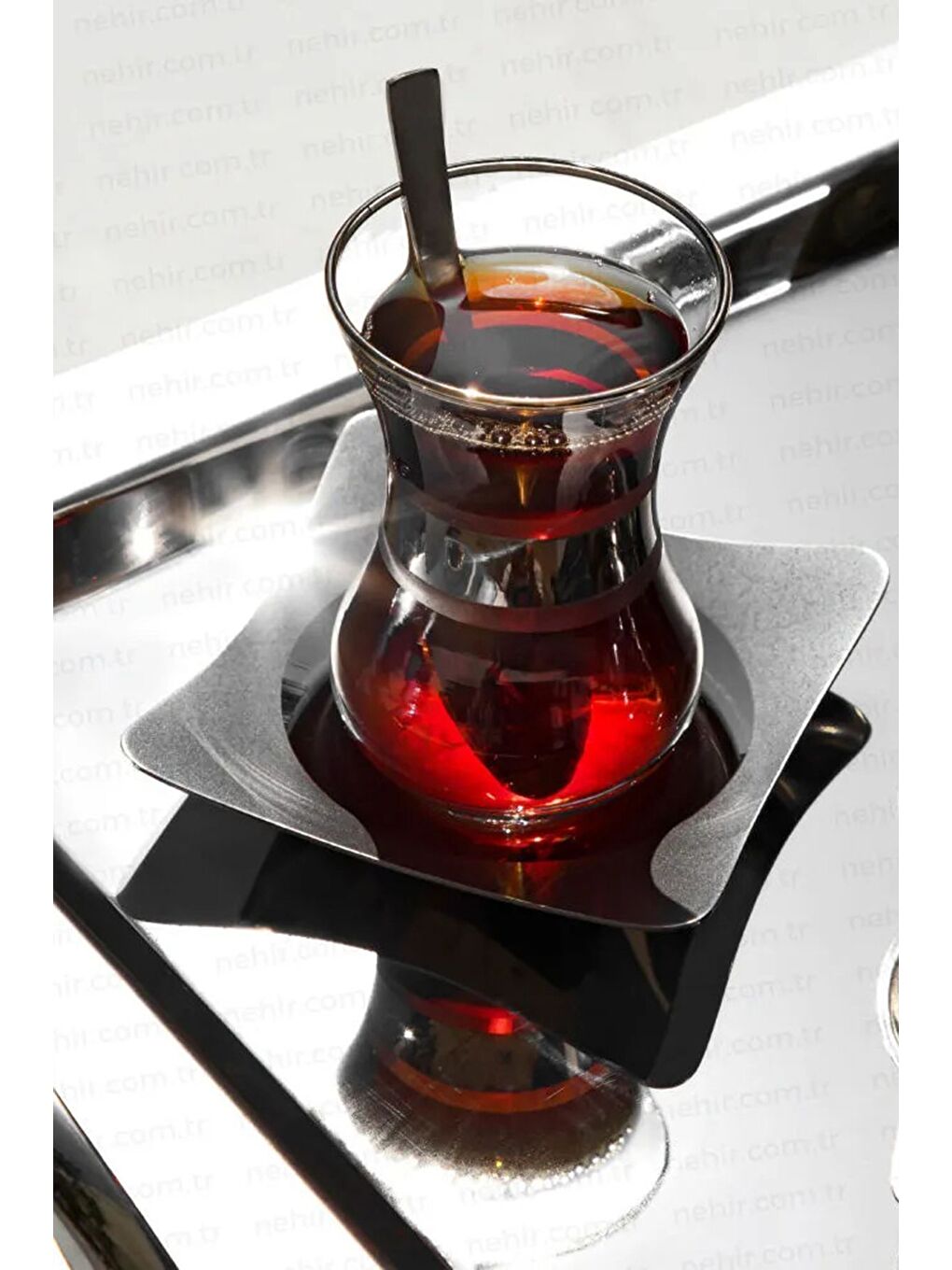 Gri Karanfil Sade 18/10 Paslanmaz Çelik 12 Adet Çay Tabağı 9 x 9 cm