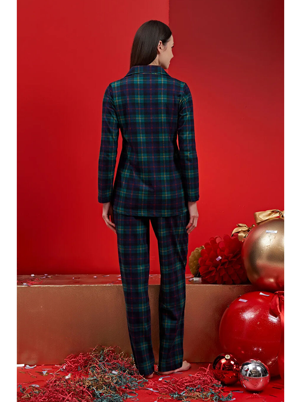 Kadın Şardonlu Penye Pijama Takımı 1613 Lacivert-2