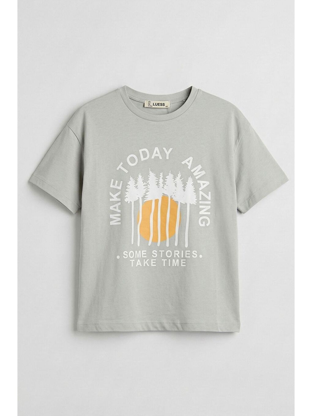 Erkek Çocuk %100 Pamuklu Baskılı Kısa Kollu Tişört - Gri (3-4 Yaş 8-9 Yaş)-2