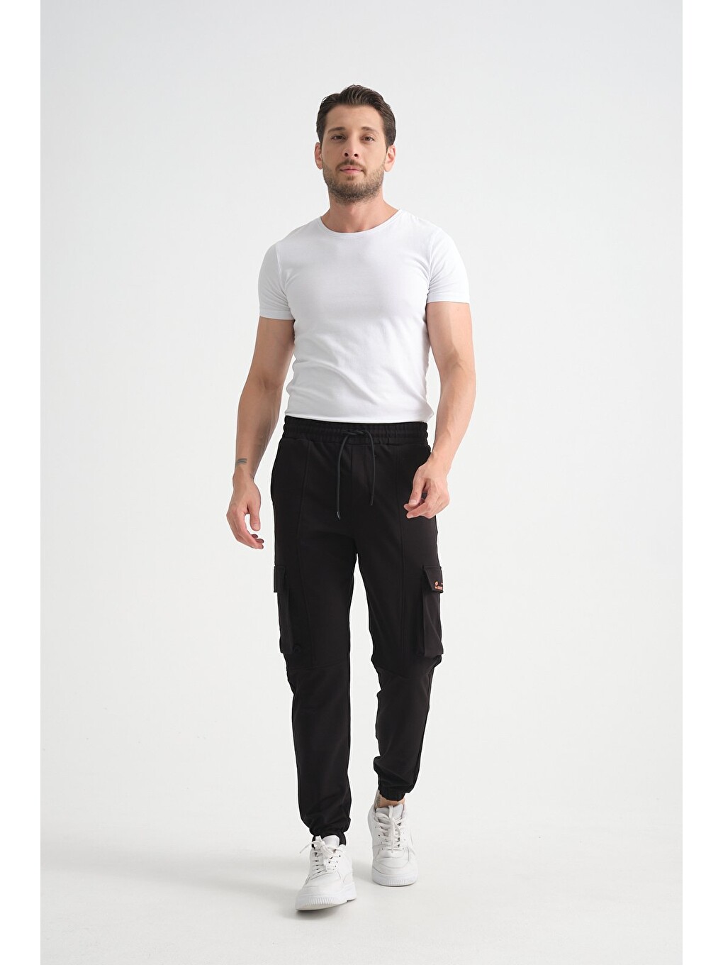 Siyah Erkek Kargo Cepli Jogger Alt Beli Lastikli-3