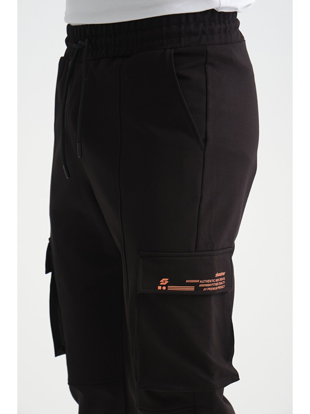 Siyah Erkek Kargo Cepli Jogger Alt Beli Lastikli-6