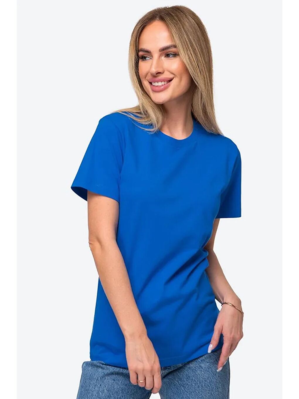 uyguntarz Mavi Unisex Pamuklu Oversize Basic Tshirt