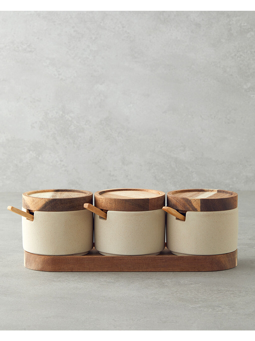 Mara Dolomite 3'lü Baharatlik 27x9 cm Bej