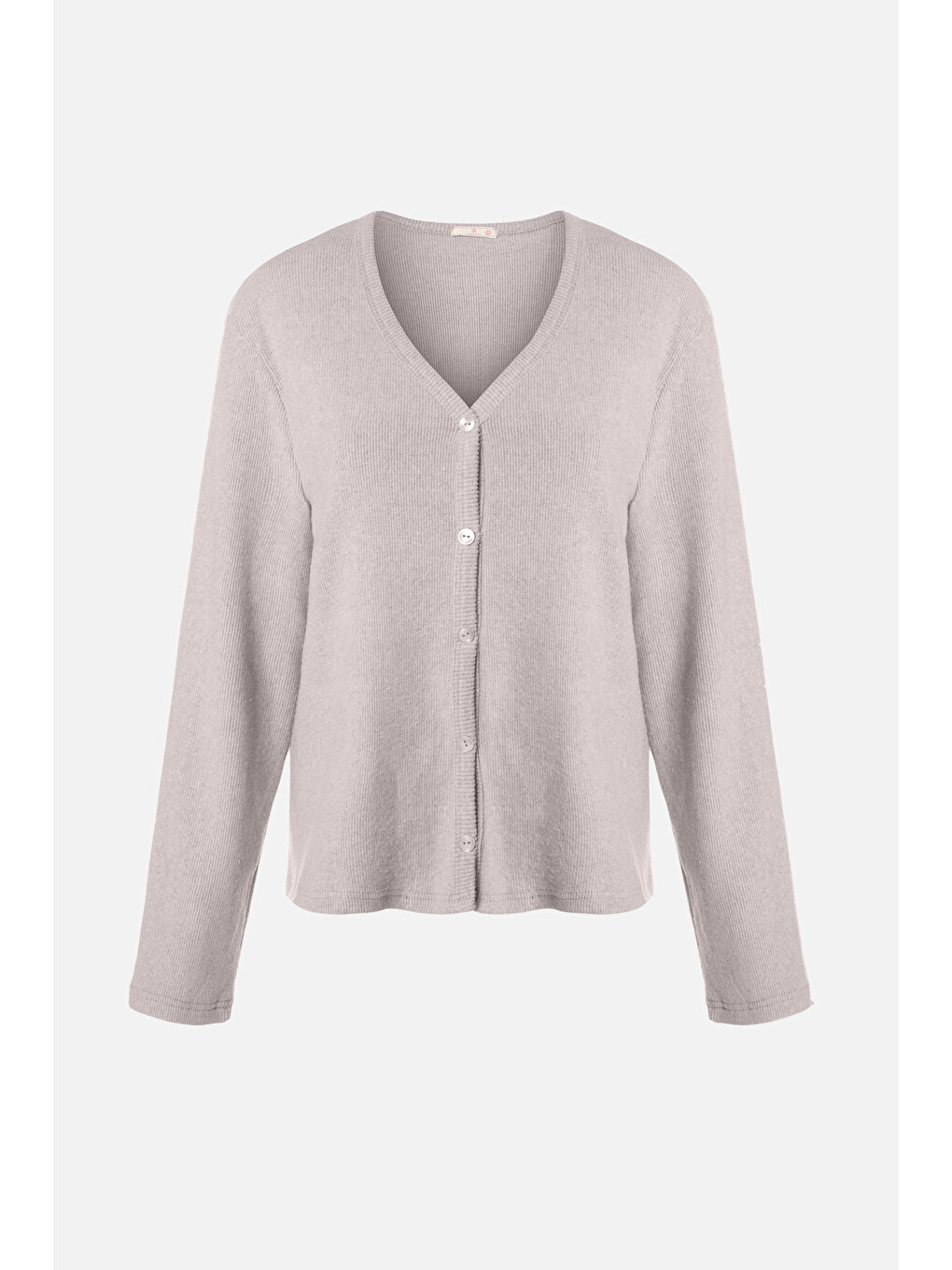 Bej Kadın Soft Touch Kaşkorse Düğme Detaylı Pijama Takımı-1