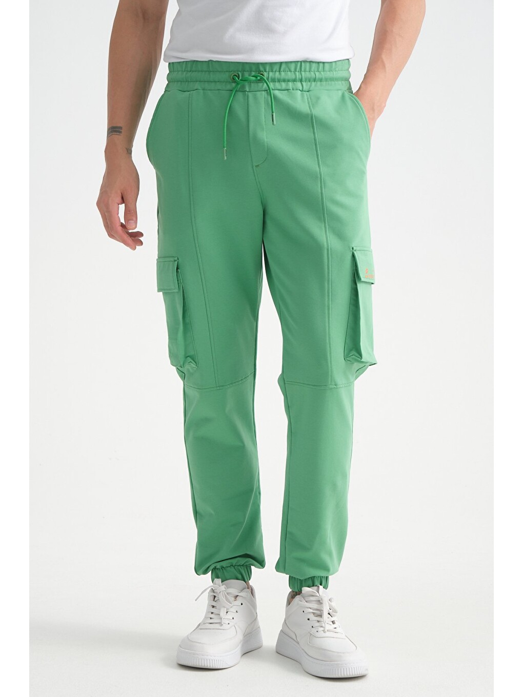 Yeşil Erkek Kargo Cepli Jogger Alt Beli Lastikli-4