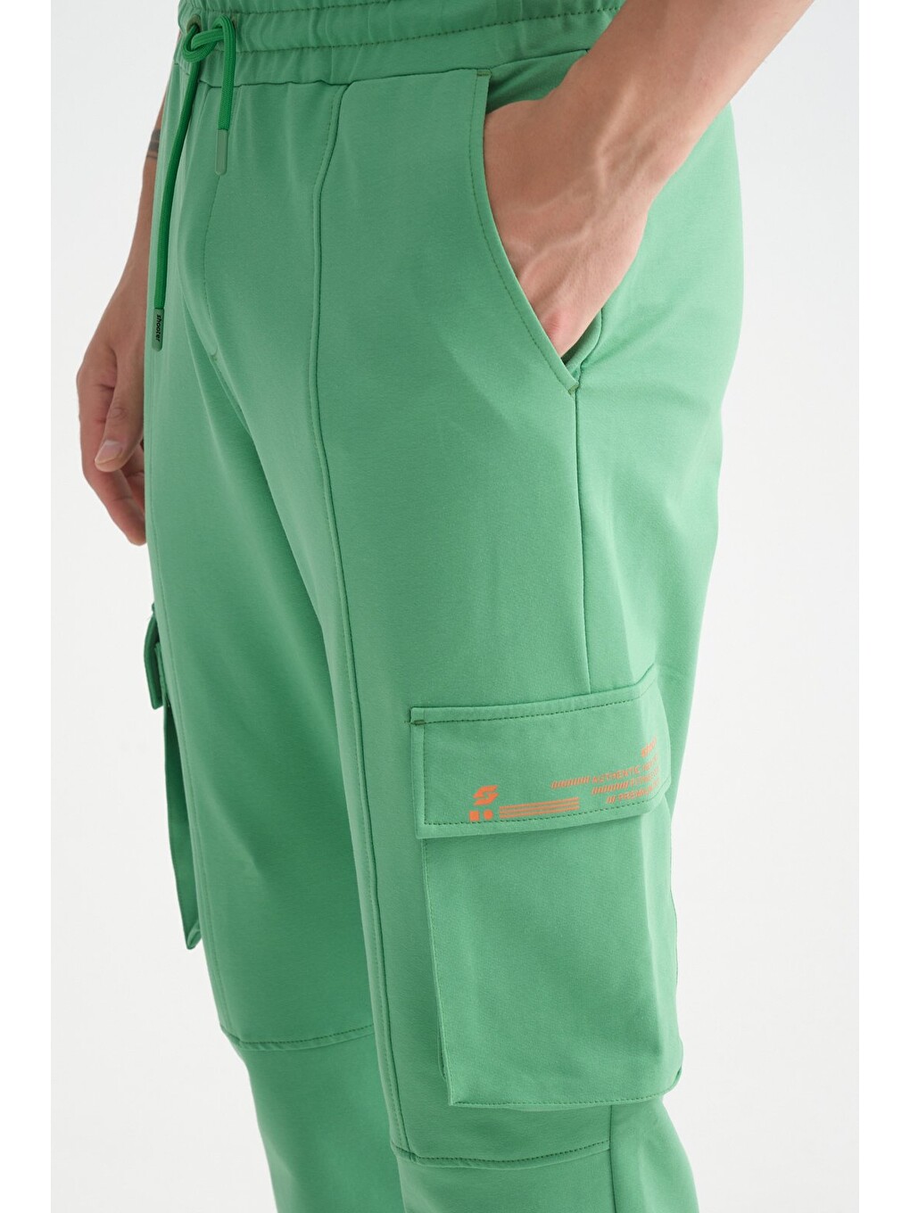 Yeşil Erkek Kargo Cepli Jogger Alt Beli Lastikli-6
