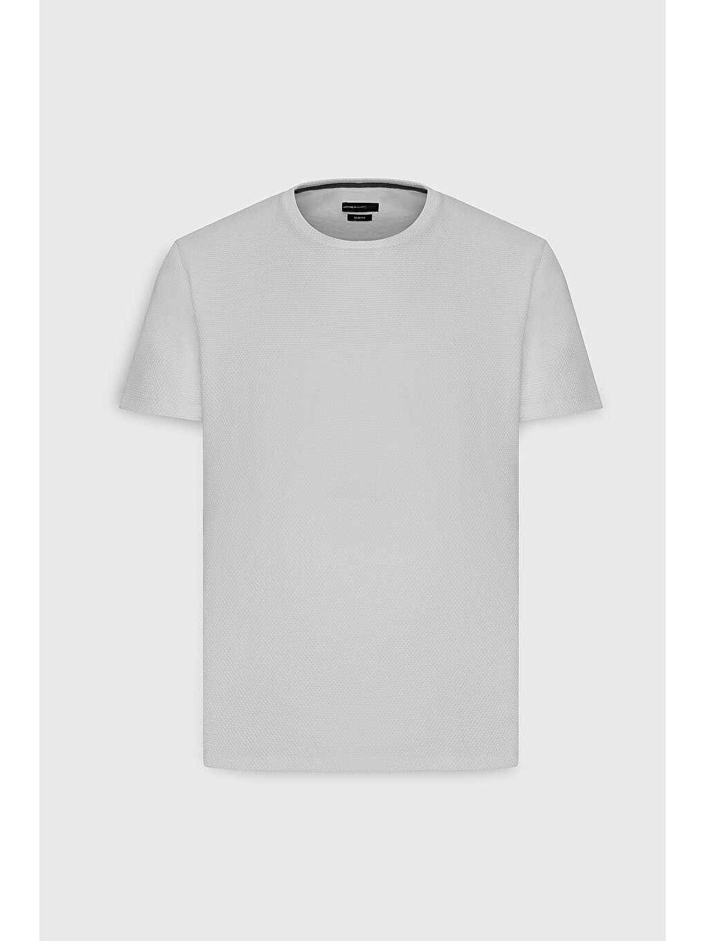 Erkek Beyaz Slim Fit Dar Kesim Bisiklet Yaka Kısa Kollu Yumuşak Tuşeli Basic Tişört-5