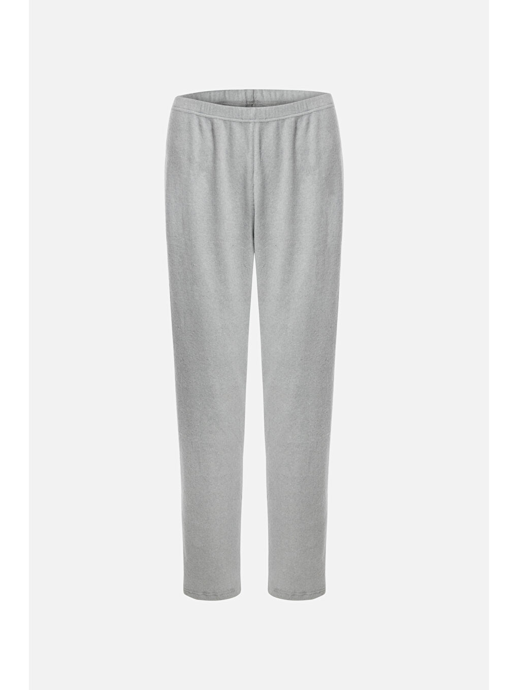 Gri Kadın Soft Touch Kaşkorse Düğme Detaylı Pijama Takımı-2