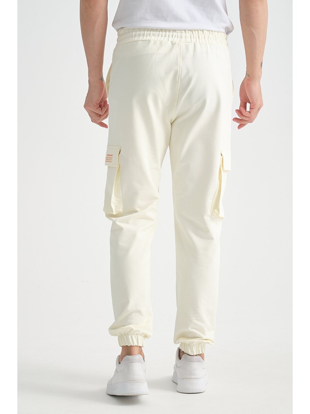 Ekru Erkek Kargo Cepli Jogger Alt Beli Lastikli-2