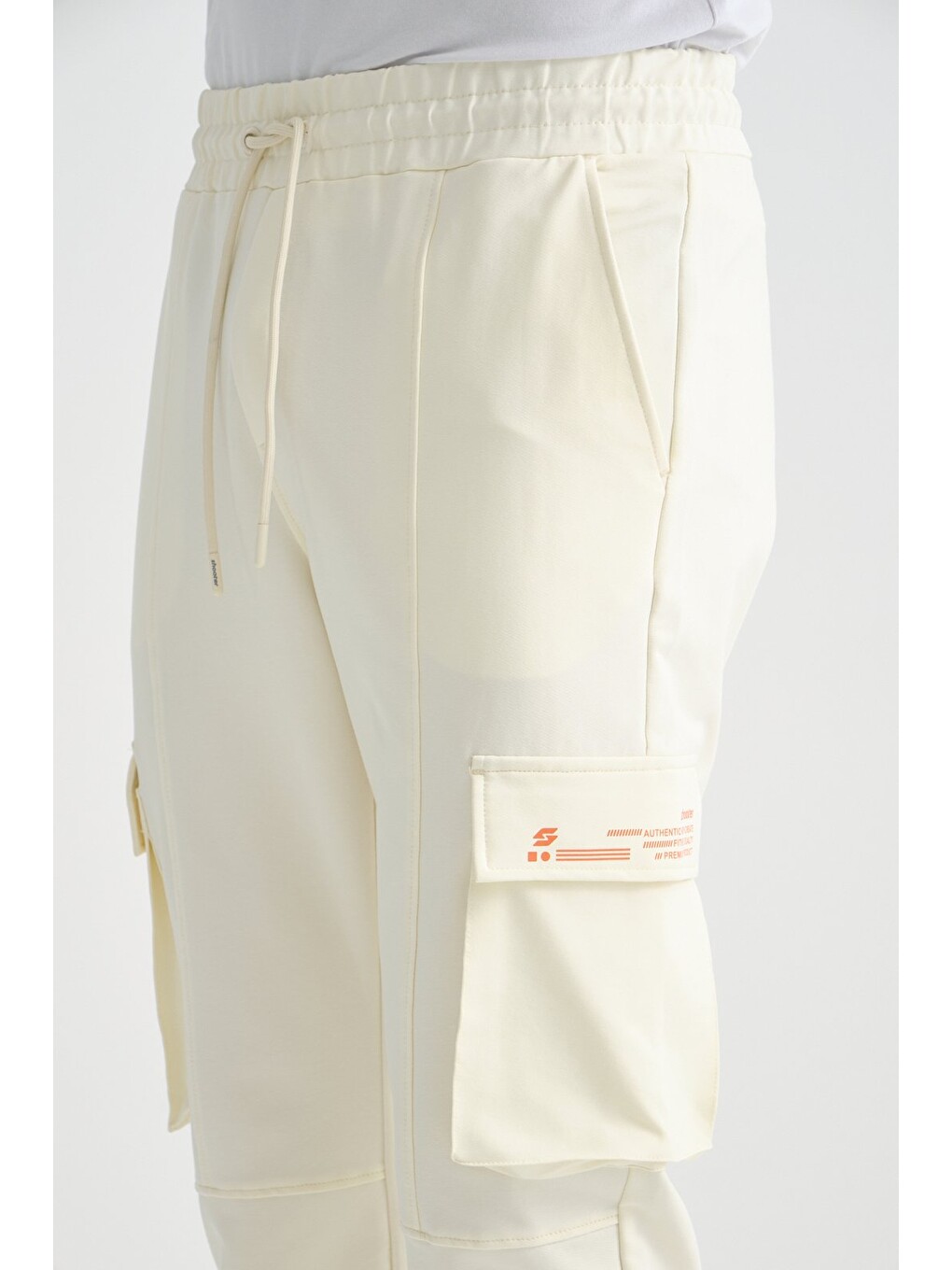 Ekru Erkek Kargo Cepli Jogger Alt Beli Lastikli-5