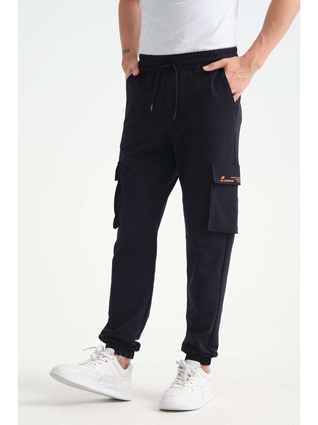 Lacivert Erkek Kargo Cepli Jogger Alt Beli Lastikli-1