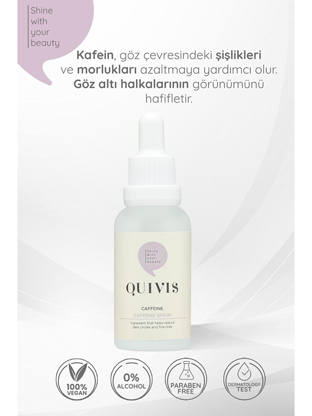 quivis Renksiz 3’lü Cilt Bakım Seti- Glikolik Asit Tonik 200ml, Aydınlatıcı Kafein Serum 30ml ve Niacinamide Serum - 4