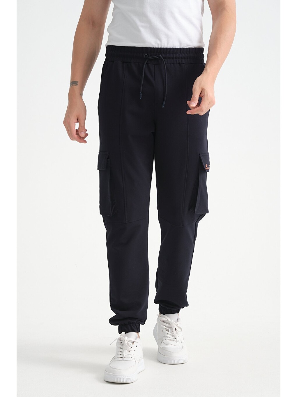 Lacivert Erkek Kargo Cepli Jogger Alt Beli Lastikli-3