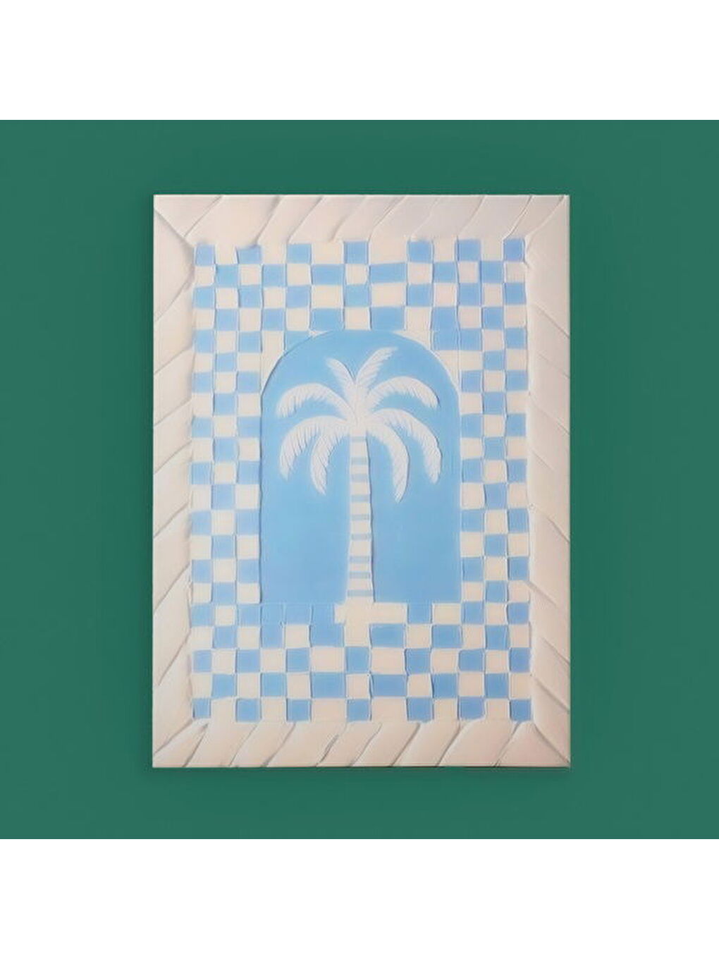 Deco Palm Breeze Kanvas Tablo - Mavi / Beyaz - 50x70 cm-1