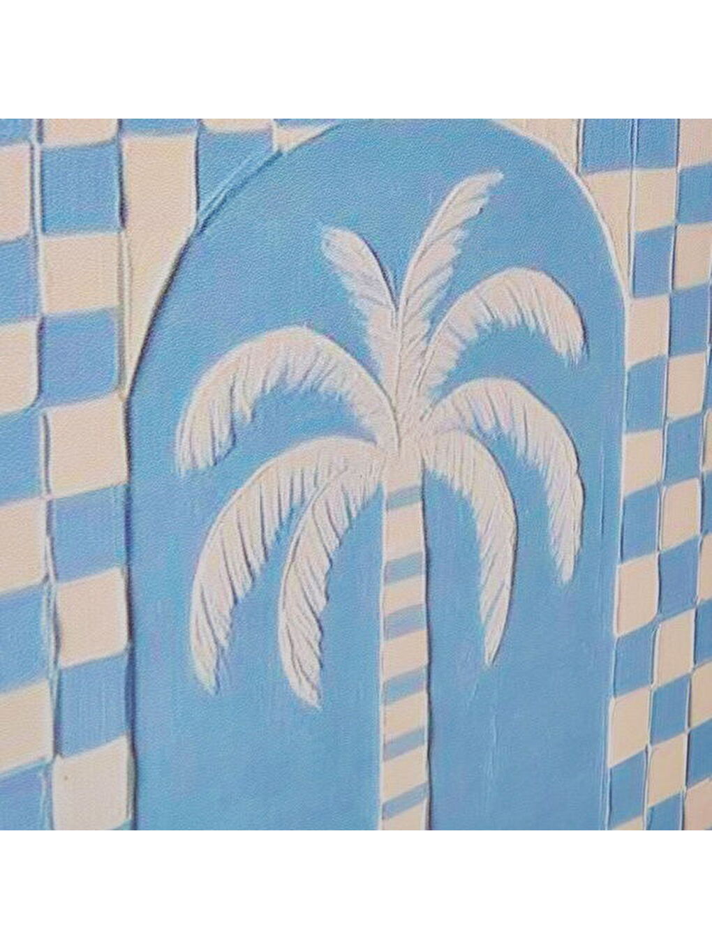 Deco Palm Breeze Kanvas Tablo - Mavi / Beyaz - 50x70 cm-4