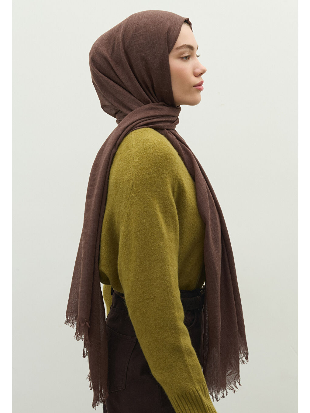 Kahverengi Kaşmir Dokulu Şal Kakao-2