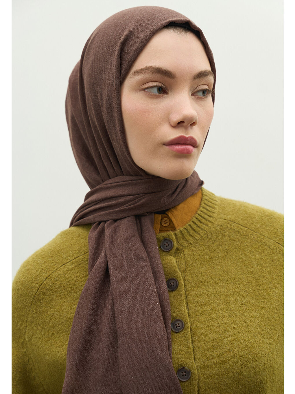 Kahverengi Kaşmir Dokulu Şal Kakao-3