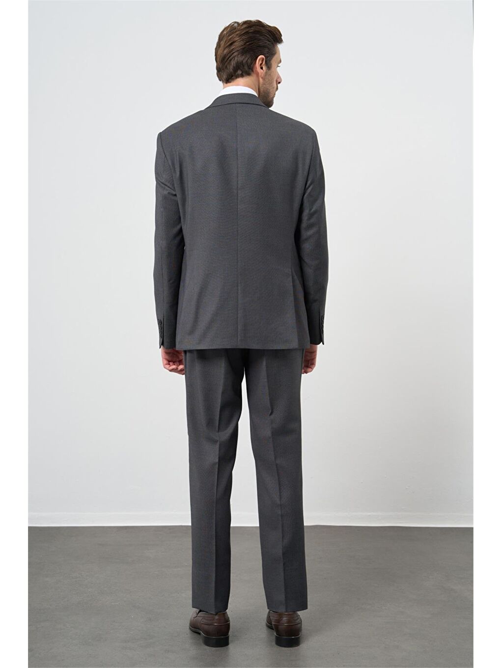 Koyu Antrasit Desen Mono Yaka 6 Drop Comfort Fit Classic Takım Elbise 1001245160-3