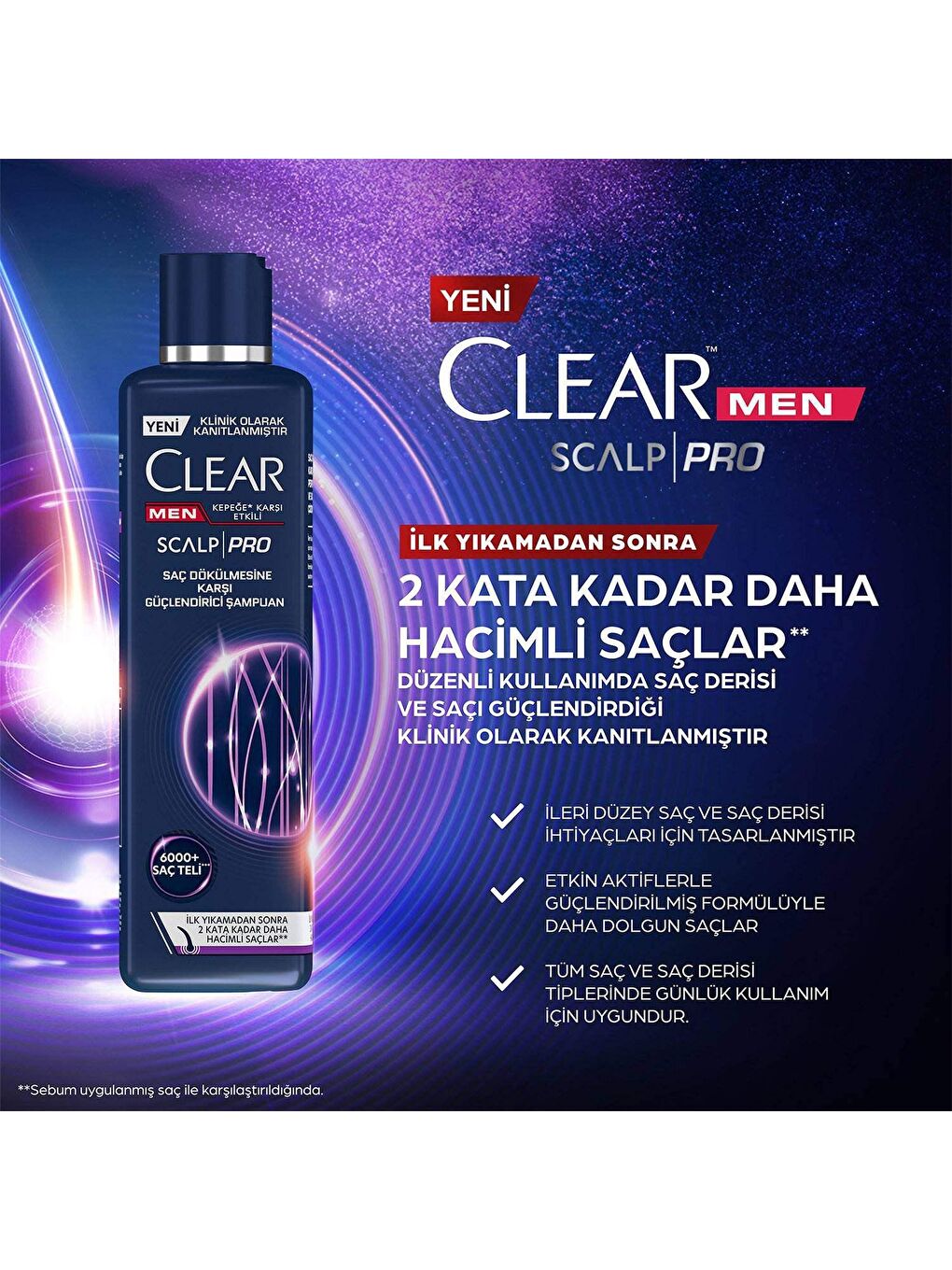 Clear Renksiz Men Scalp Pro Saç Dökülmesine Karşı Güçlendirici Şampuan 300 ml - 1