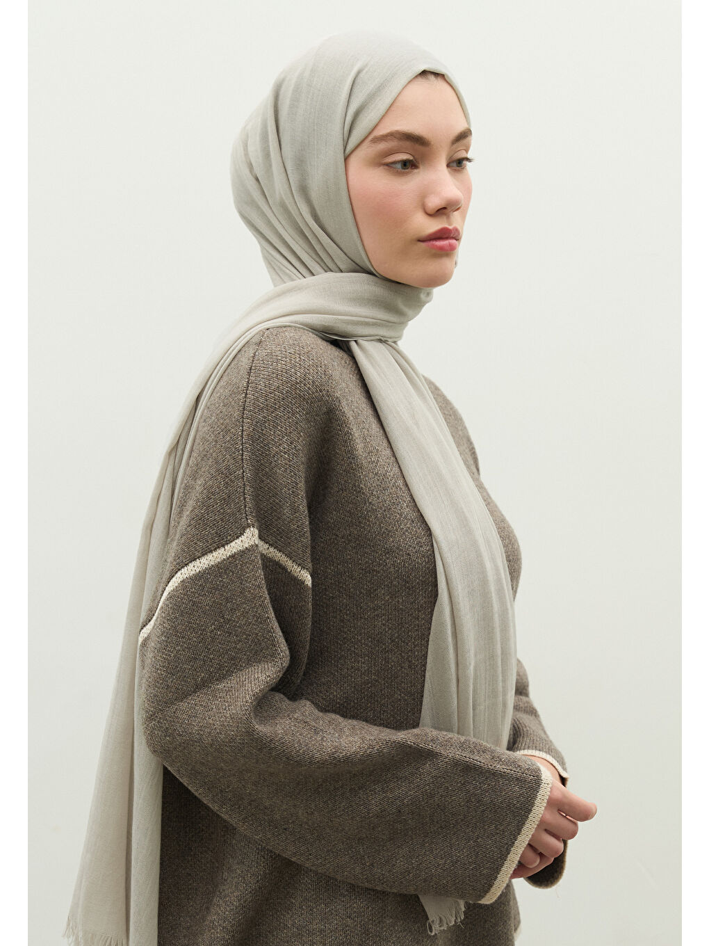 Bej Kaşmir Dokulu Şal Taş