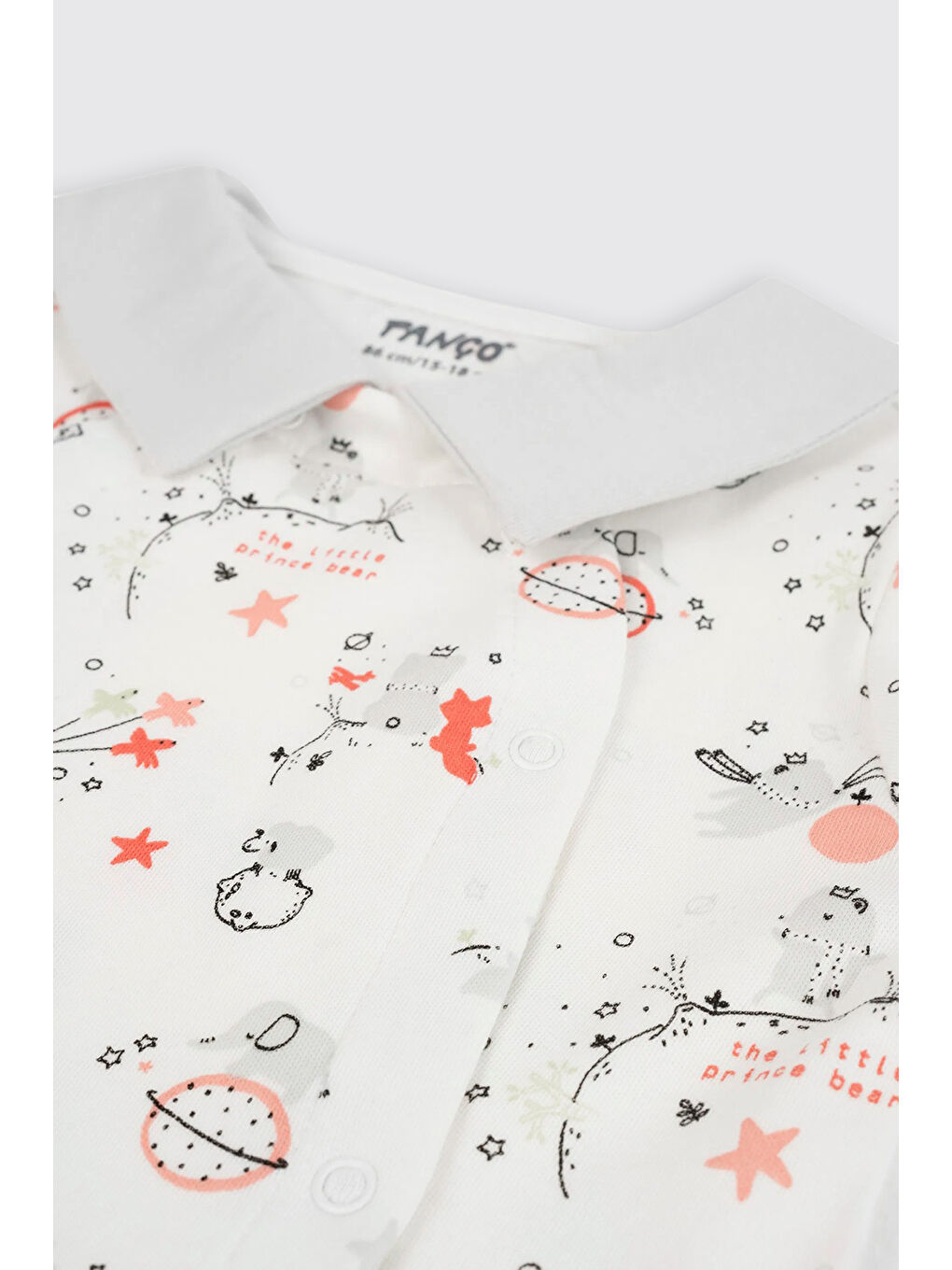 Yenidoğan Desenli Yaka Detaylı Ekru Tulum-1