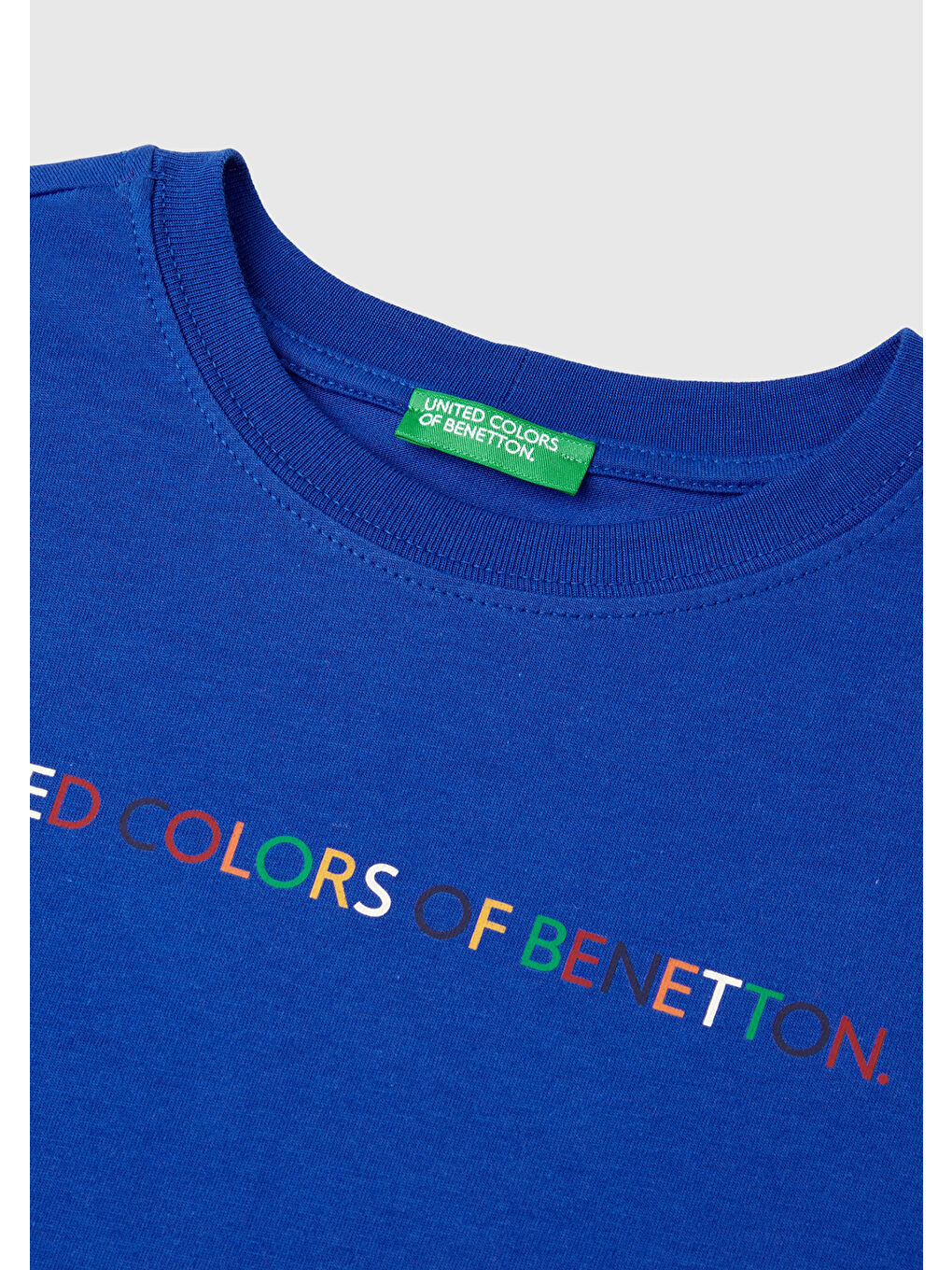 United Colors Of Benetton Saks-Lacivert Erkek Çocuk Saks Mavi Önü Çok Renkli Logo Baskılı Bisiklet Yaka Kısa Kollu T-Shirt - 2