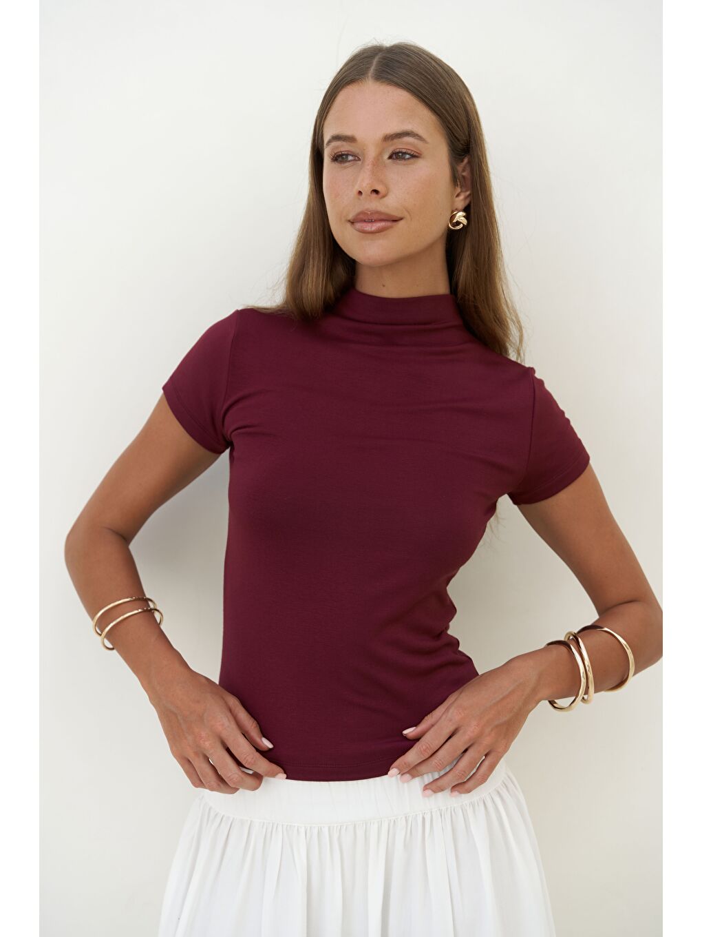 Anvers Boğazlı Bordo Crop