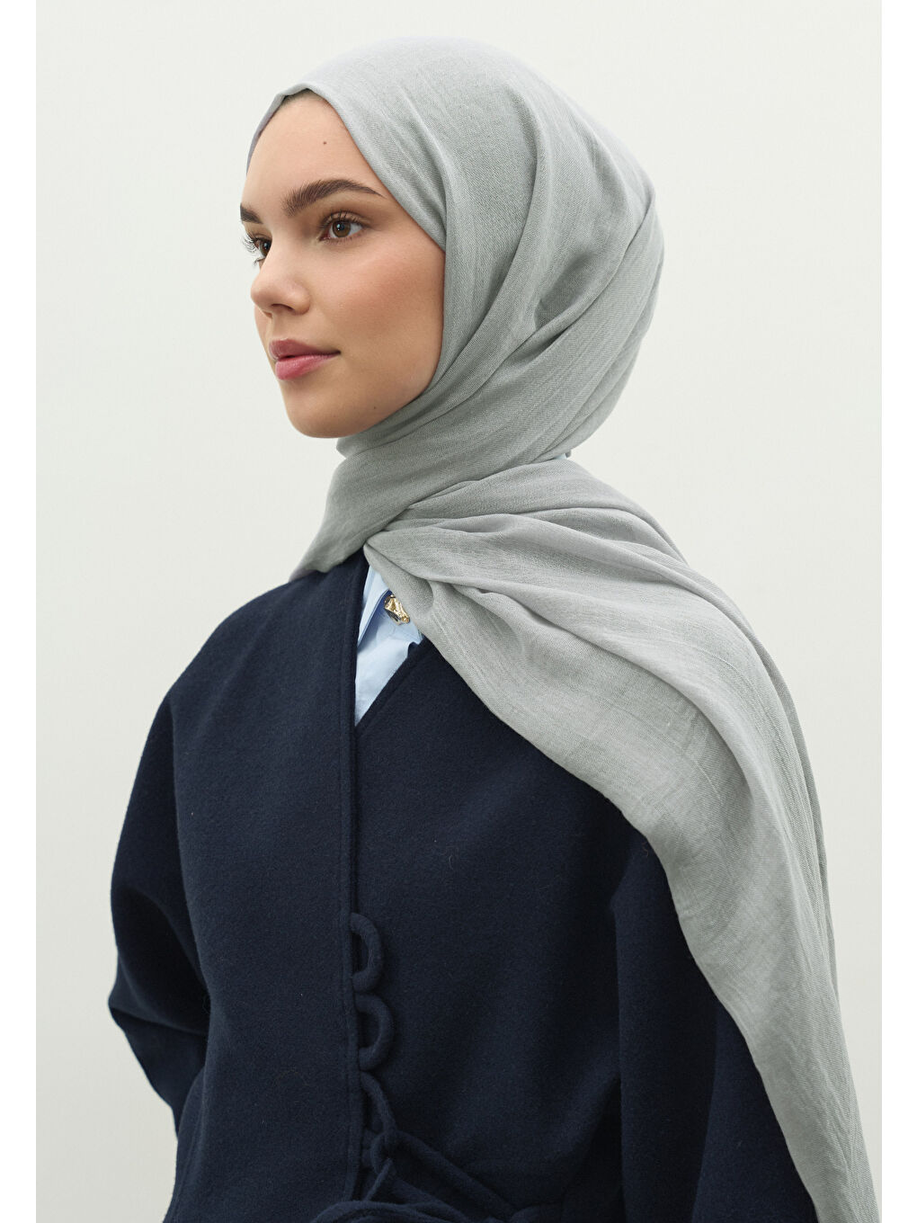 Gri Kaşmir Dokulu Şal Gümüş-1