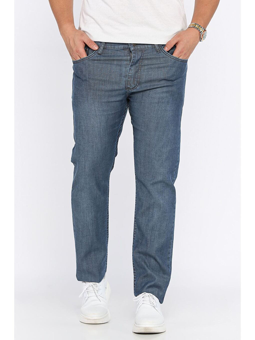 Mavi Erkek Fermuarlı Elastanlı Jean Pantolon